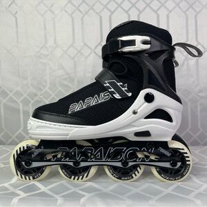 PAPASON Adjustable Inline Skates Size L (Men 5-7.5 / Women 6-9) Black/White